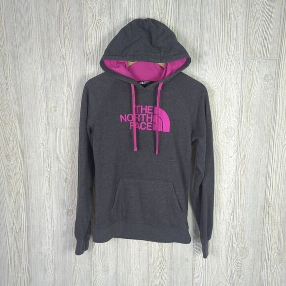 The North Face Women’s Medium Grey Pink Pullover Hooded Sweatshirt Hoodie - Picture 1 of 8